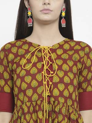 Maroon woven cotton kurtas-and-kurtis 2