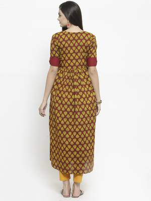 Maroon woven cotton kurtas-and-kurtis 3