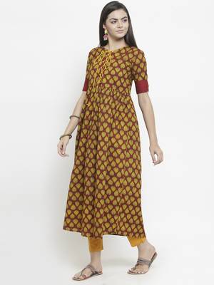 Maroon woven cotton kurtas-and-kurtis 4