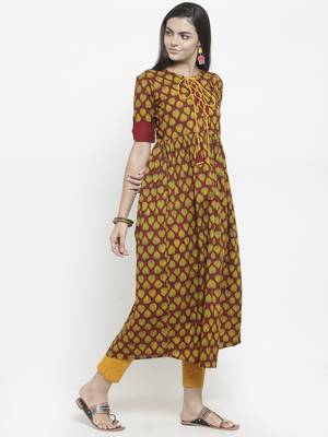 Maroon woven cotton kurtas-and-kurtis 5