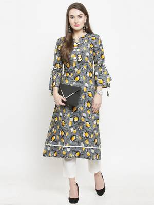 Yellow woven rayon kurtas-and-kurtis 1