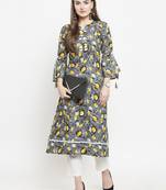 Indibelle Yellow woven rayon kurtas-and-kurtis