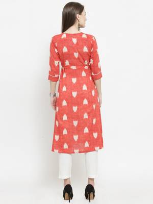 Indibelle Pink woven cotton kurtas-and-kurtis 3