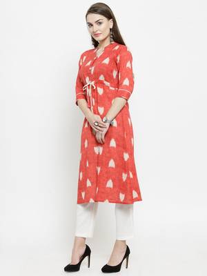 Indibelle Pink woven cotton kurtas-and-kurtis 4