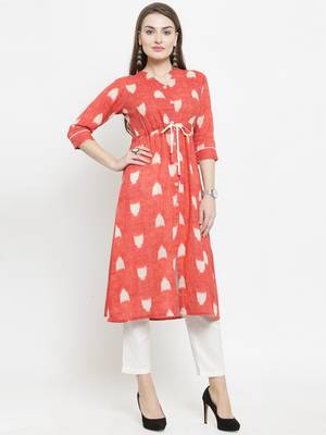 Indibelle Pink woven cotton kurtas-and-kurtis 5