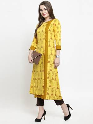 Indibelle Yellow woven rayon kurtas-and-kurtis 1