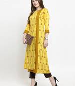 Indibelle Yellow woven rayon kurtas-and-kurtis