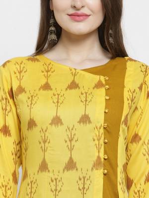 Indibelle Yellow woven rayon kurtas-and-kurtis 2