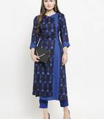 Indibelle Blue woven rayon kurtas-and-kurtis