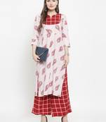 Indibelle Maroon woven rayon kurtas-and-kurtis