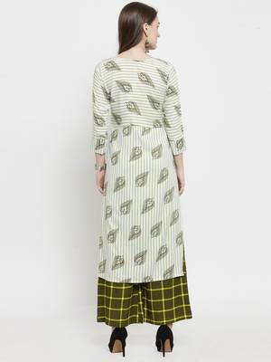 Green woven rayon kurtas-and-kurtis 3