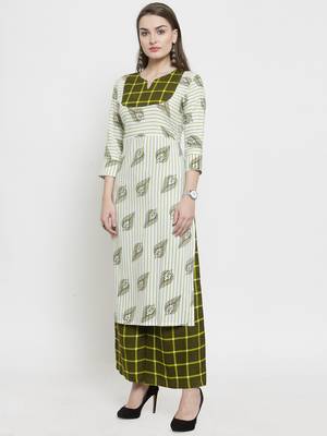 Green woven rayon kurtas-and-kurtis 4