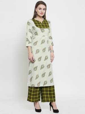 Green woven rayon kurtas-and-kurtis 5