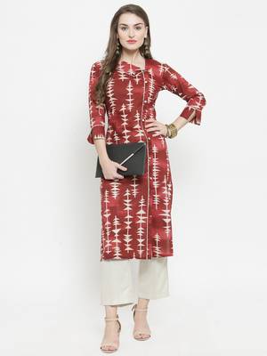 Indibelle Maroon woven cotton kurtas-and-kurtis 1