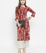 Indibelle Maroon woven cotton kurtas-and-kurtis