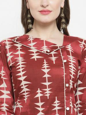Indibelle Maroon woven cotton kurtas-and-kurtis 2