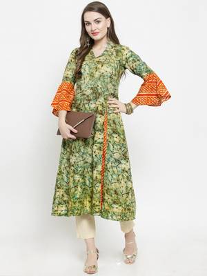 Green woven rayon kurtas-and-kurtis 1