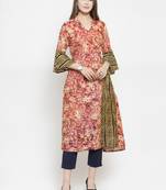Indibelle Wine woven rayon kurtas-and-kurtis