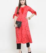 Indibelle Pink woven rayon kurtas-and-kurtis