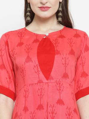 Indibelle Pink woven rayon kurtas-and-kurtis 2