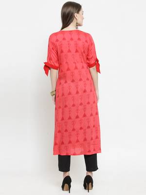 Indibelle Pink woven rayon kurtas-and-kurtis 3