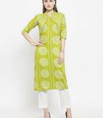Yellow woven rayon kurtas-and-kurtis