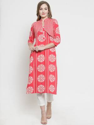 Pink woven rayon kurtas-and-kurtis 1