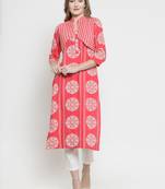 Indibelle Pink woven rayon kurtas-and-kurtis