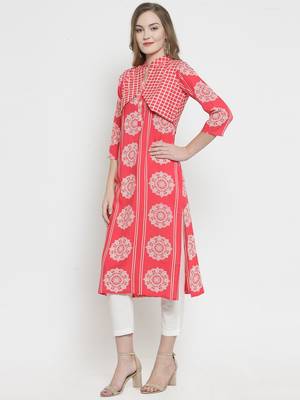 Pink woven rayon kurtas-and-kurtis 4