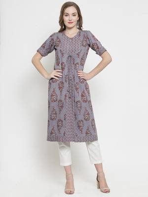 Grey woven rayon kurtas-and-kurtis 1