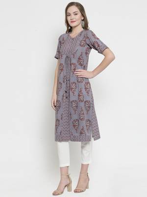 Grey woven rayon kurtas-and-kurtis 2