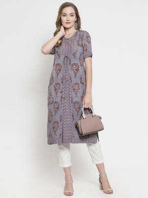 Grey woven rayon kurtas-and-kurtis 5