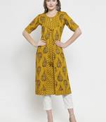 Indibelle Mustard woven rayon kurtas-and-kurtis