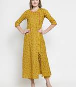 Indibelle Mustard woven rayon kurtas-and-kurtis