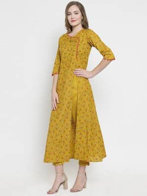 Mustard woven rayon kurtas-and-kurtis 2