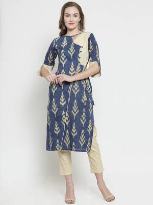 Indibelle Blue woven cotton kurtas-and-kurtis 1