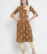 Indibelle Brown woven cotton kurtas-and-kurtis
