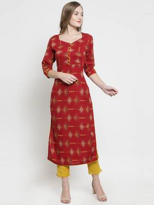 Maroon woven rayon kurtas-and-kurtis 1