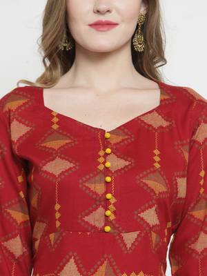 Maroon woven rayon kurtas-and-kurtis 4