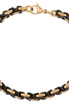 Surgical Stainless Steel 18K Gold Black Plated Geometric Bracelet for Men