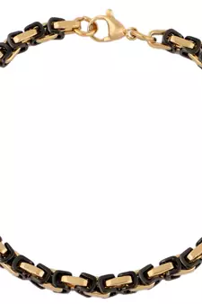 Surgical Stainless Steel 18K Gold Black Plated Geometric Bracelet for Men