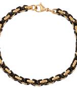 Surgical Stainless Steel 18K Gold Black Plated Geometric Bracelet for Men