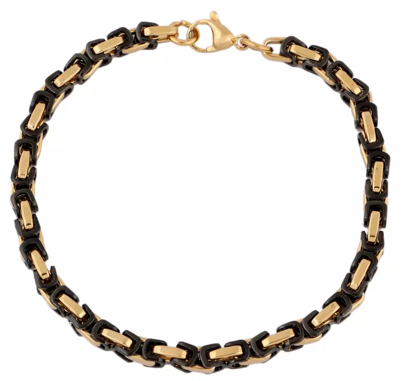Surgical Stainless Steel 18K Gold Black Plated Geometric Bracelet for Men