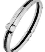 Mens Black Stainless Steel Oval Openable Kada Bracelet