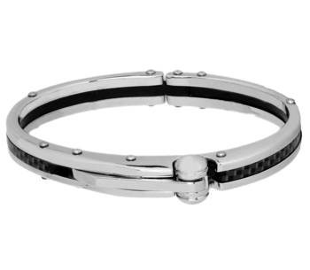 Mens Black Stainless Steel Oval Openable Kada Bracelet 2