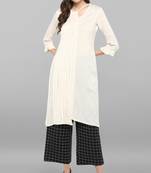 Janasya Janasya Women's Off White Rayon Flex Kurta With Trouser