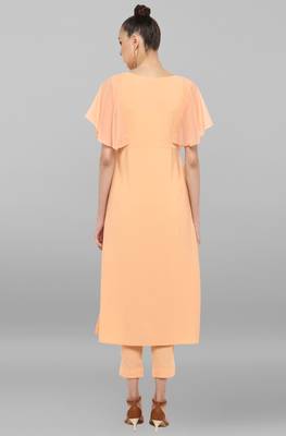 Janasya Janasya Women's Peach Poly Crepe Kurta With Pant 5