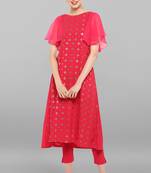 Magenta printed crepe ethnic kurtis