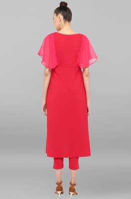 Magenta printed crepe ethnic kurtis 5