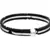Mens Black Fibre CZ Stainless Steel Oval Openable Kada Bracelet